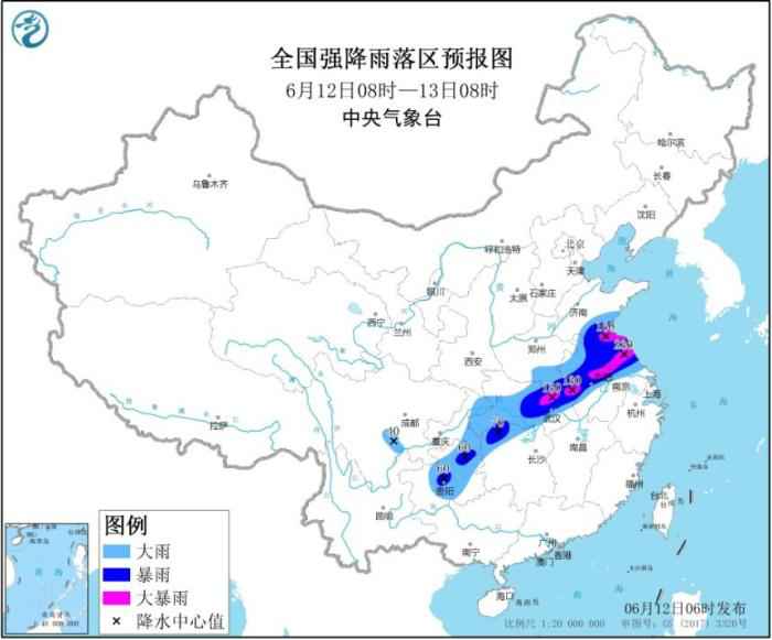 中央气象台发布暴雨黄色预警 湖北安徽等地局地