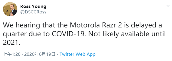 第二代Moto Razr折叠屏智能机或无缘2020年上市