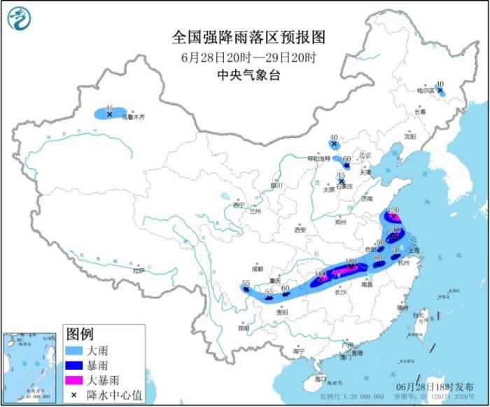 暴雨黄色预警：江苏湖南湖北等地局地有大暴雨