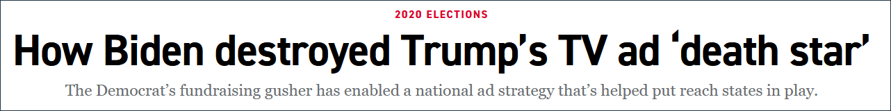 电视广告战场，拜登更胜一筹